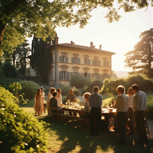 afternoon cocktails at the villa for guests on a customized Tuscany vacation with Great Tuscan Escapes