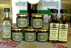 food and wine tour guests at olive oil tasting in Anghiari Tuscany
